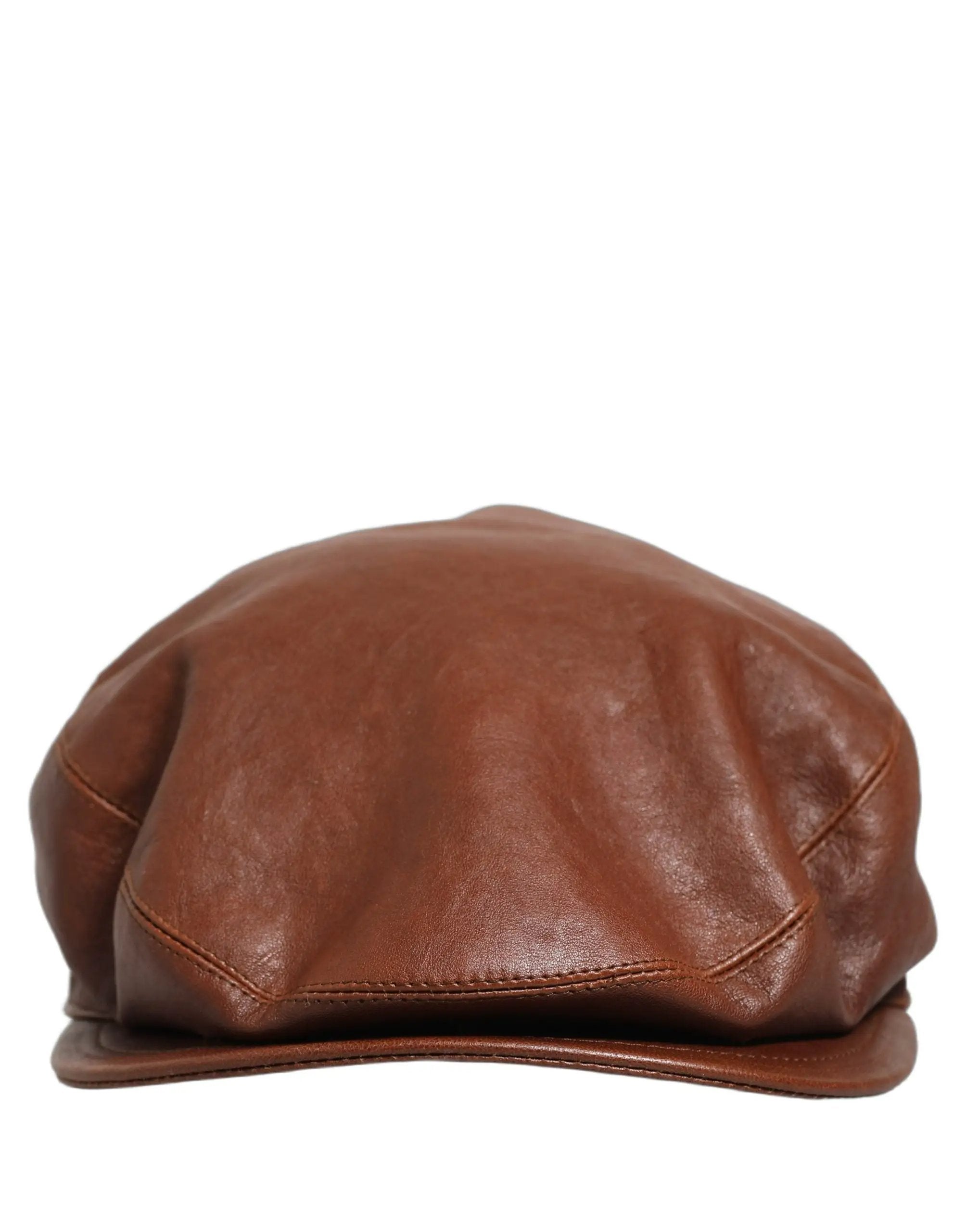 Casquette de Gavroche Dolce & Gabbana en Cuir d'Agneau Marron pour Homme