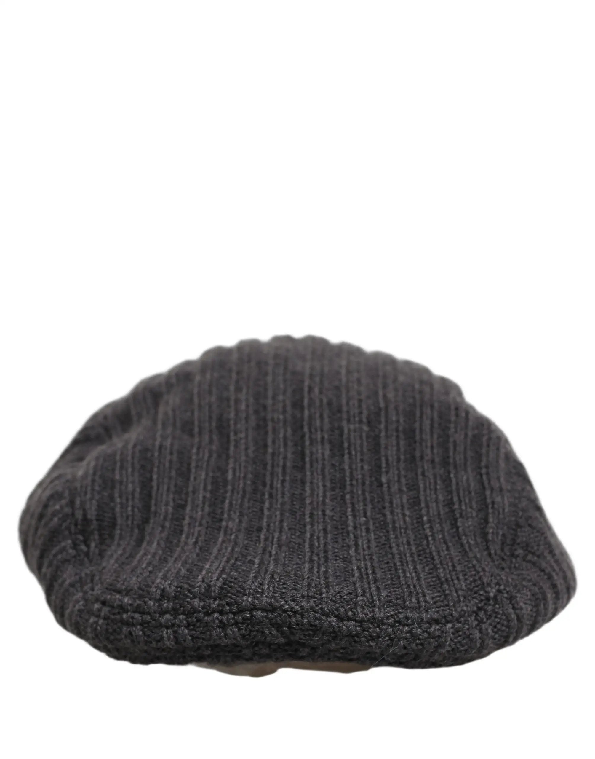 Dolce & Gabbana Homme Chapeau Casquette Gavroche en Laine Tricotée Gris Foncé