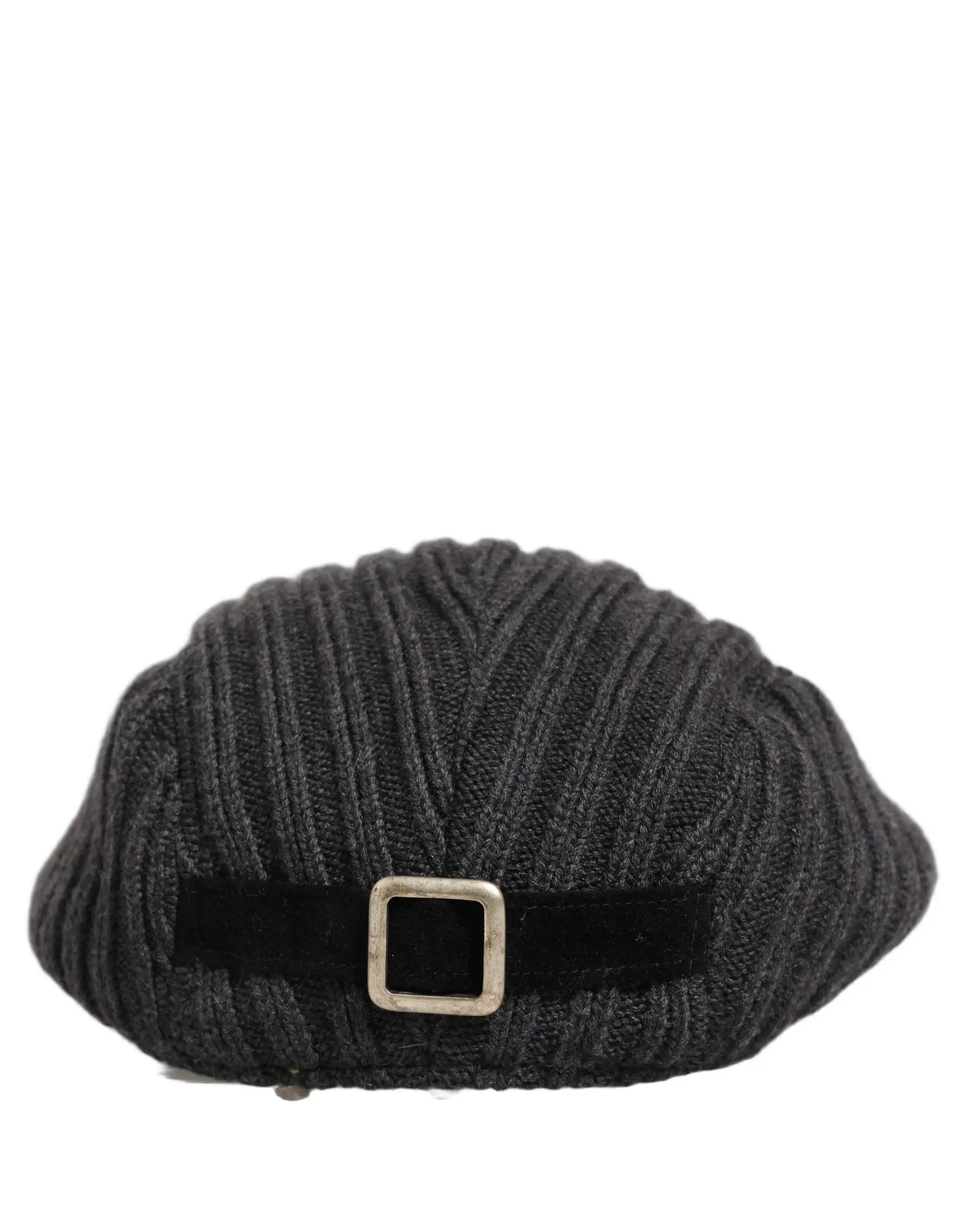 Dolce & Gabbana Homme Chapeau Casquette Gavroche en Laine Tricotée Gris Foncé