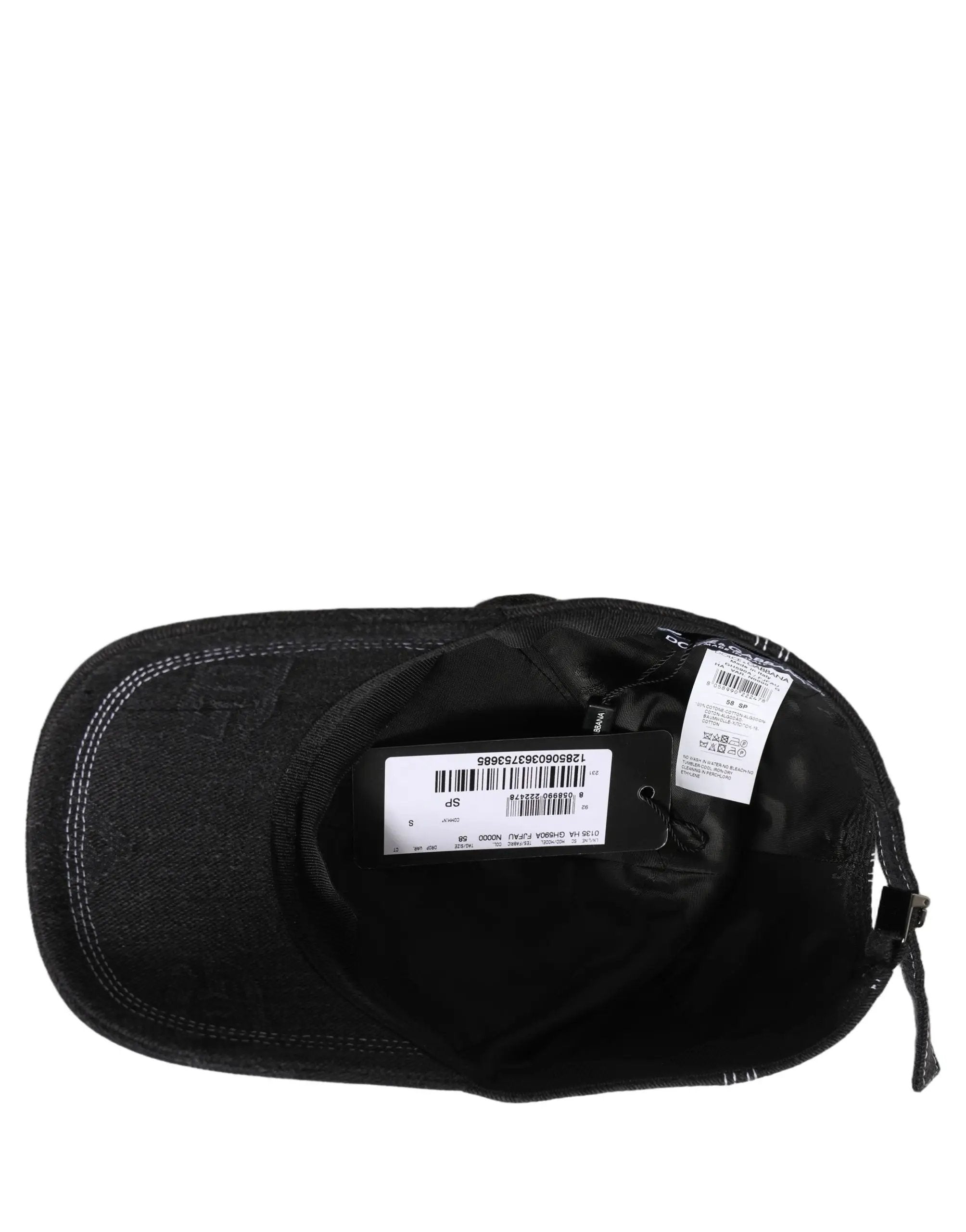 Dolce & Gabbana Casquette de Baseball Homme 6 Panneaux en Coton Noir