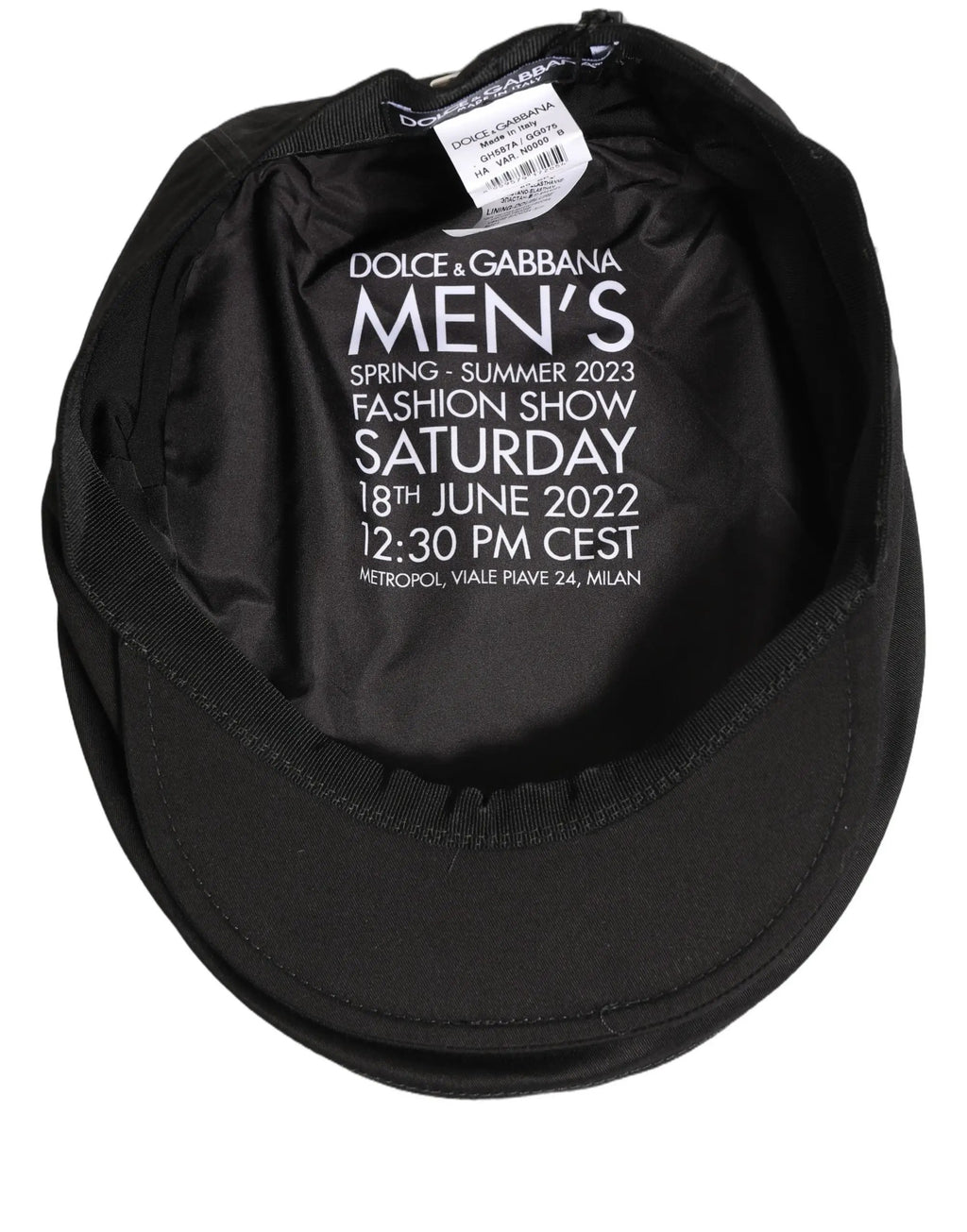 Dolce & Gabbana Men Black Cotton Stretch Newsboy Cloth Capello Hat