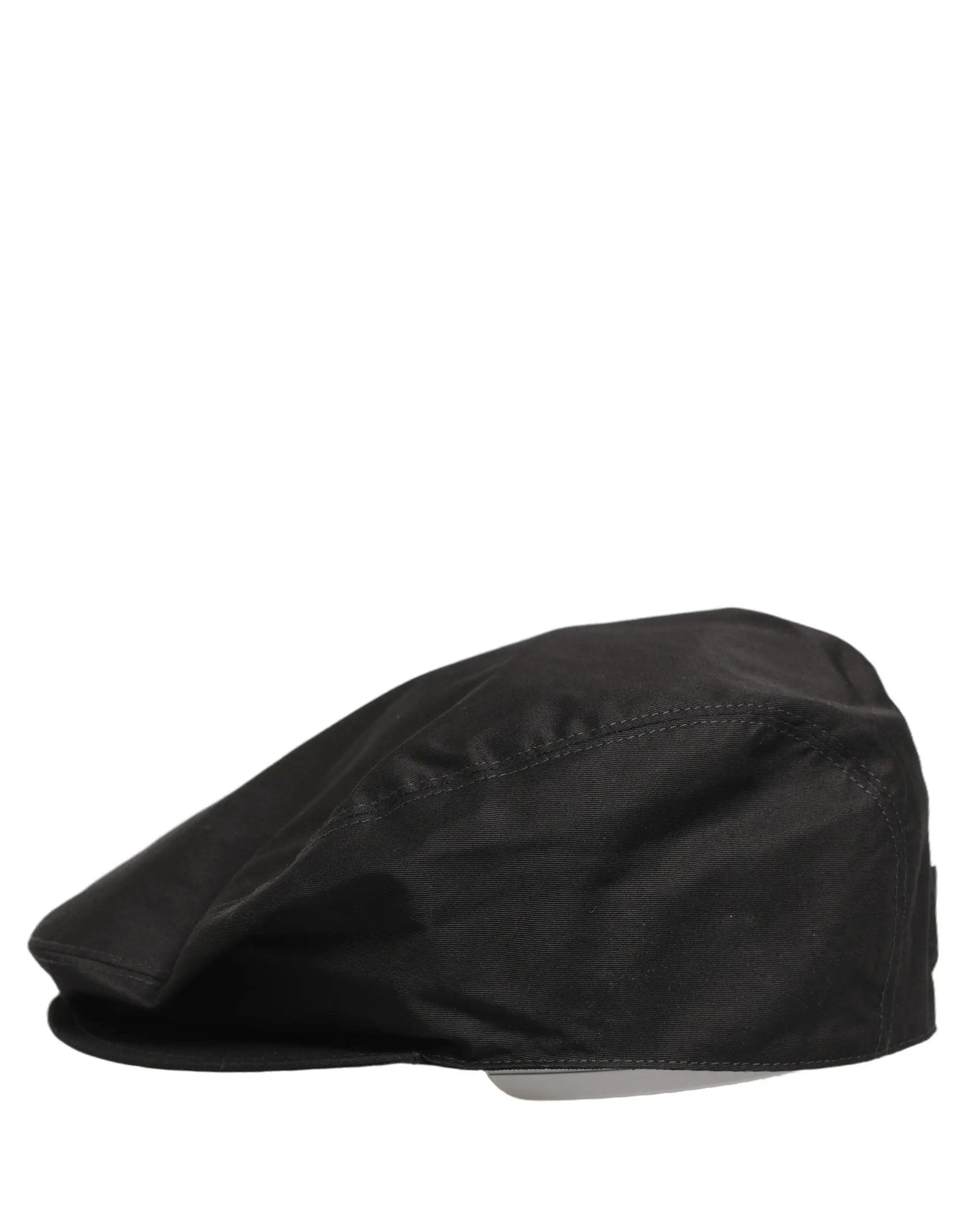 Dolce & Gabbana Men Black Cotton Stretch Newsboy Cloth Capello Hat