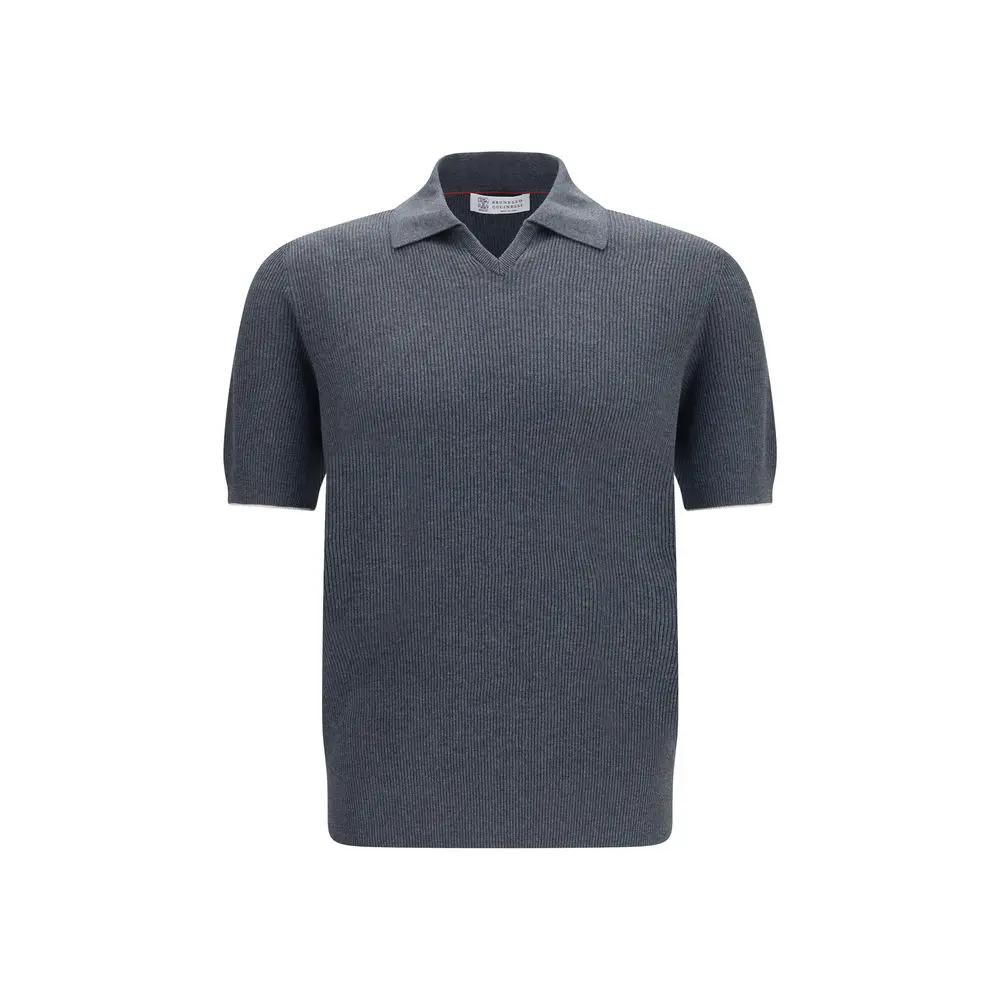 Brunello Cucinelli Gray Cotton Polo Shirt