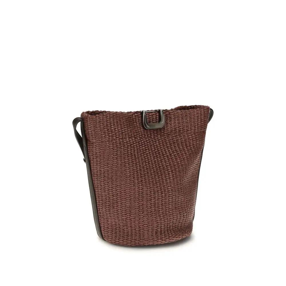 Brunello Cucinelli Brunello Cucinelli Bordeaux Cotton Shoulder Bag