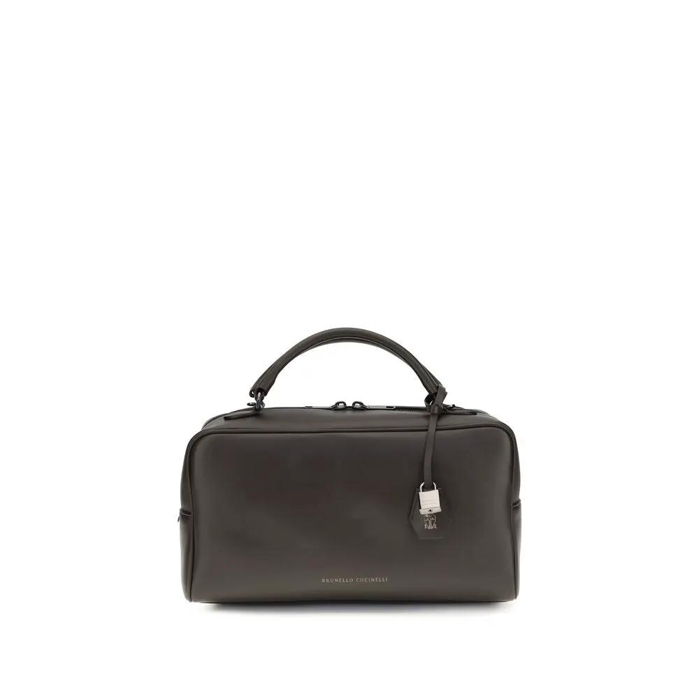 Brunello Cucinelli Brown Calf Leather Bos Taurus Shoulder Bag
