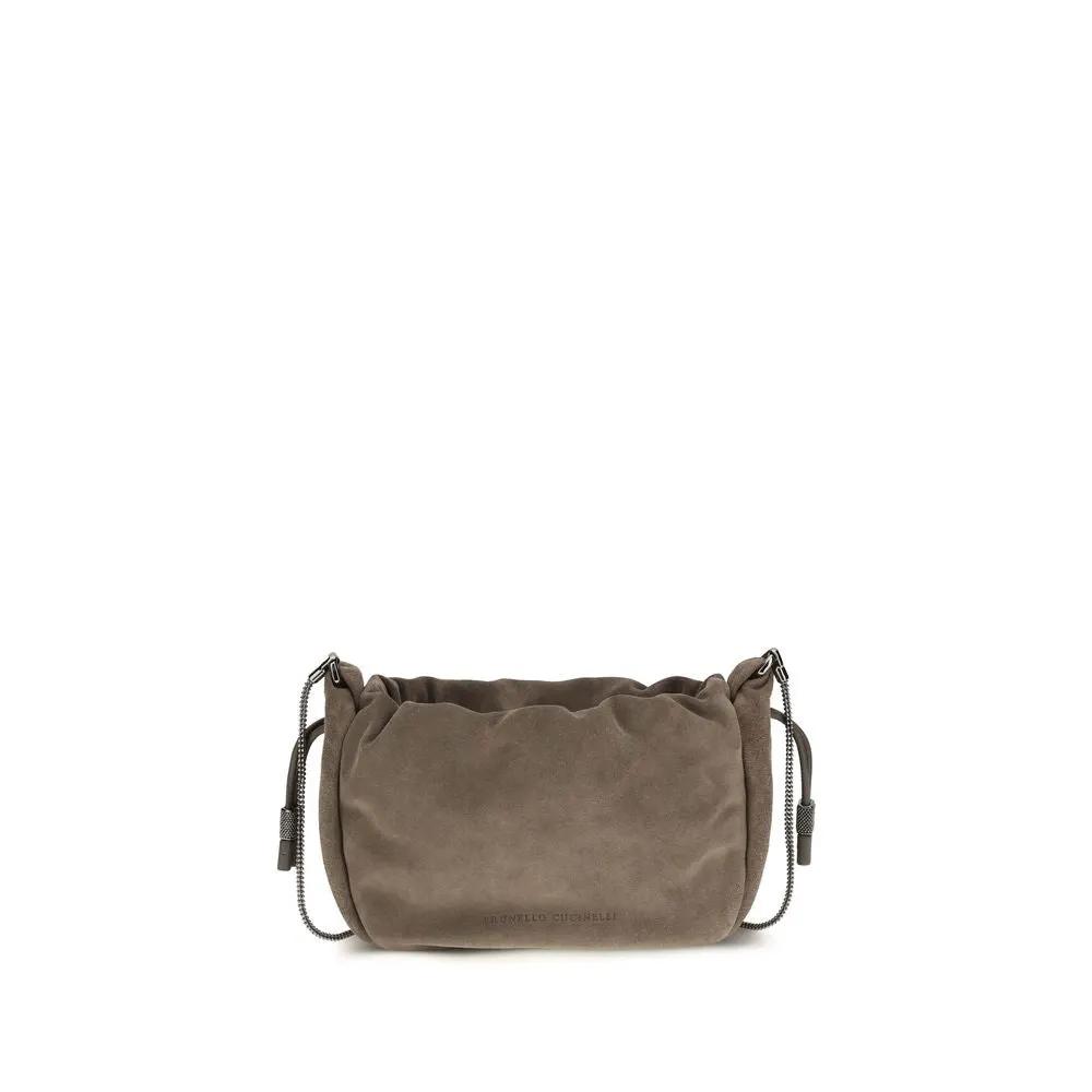 Brunello Cucinelli Brown Calf Leather Bos Taurus Shoulder Bag