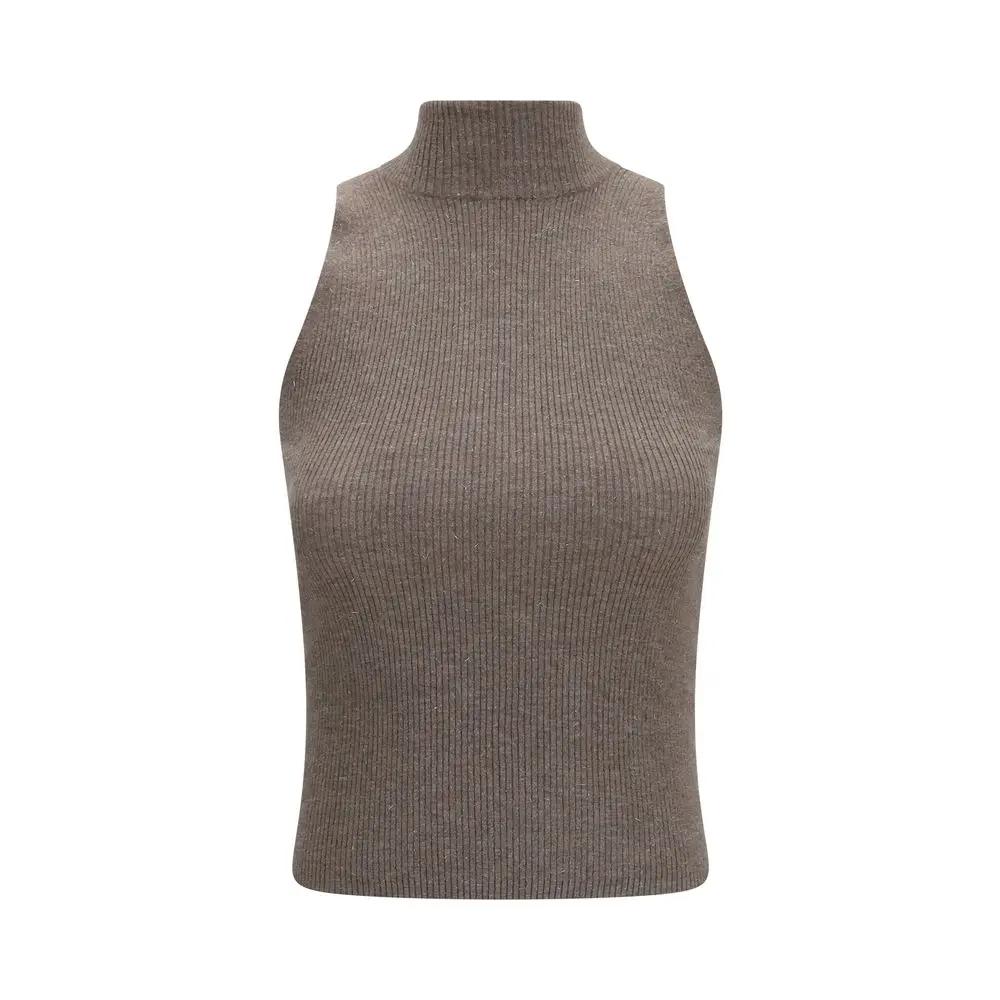 Pull sans manches Brunello Cucinelli en cachemire marron