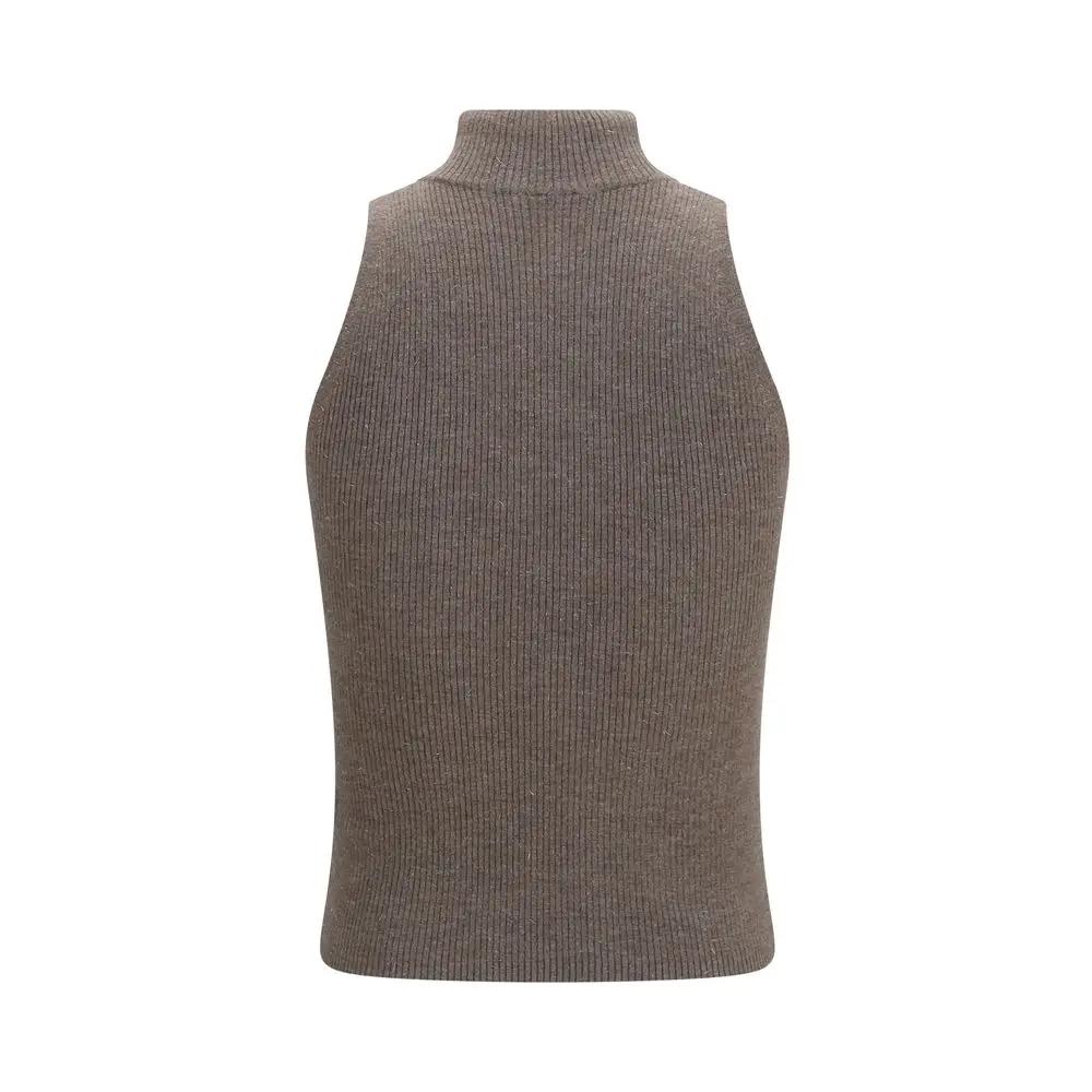 Pull sans manches Brunello Cucinelli en cachemire marron