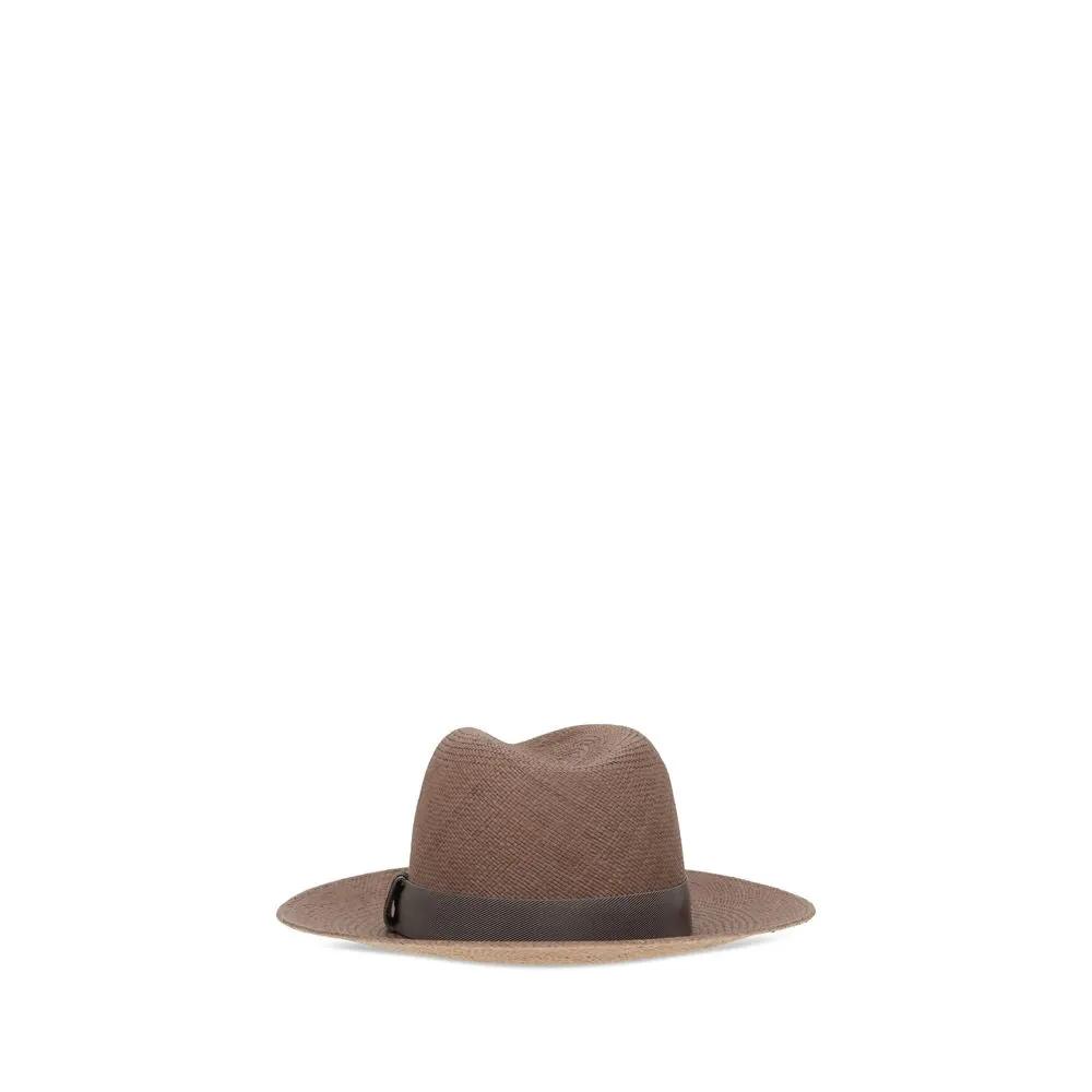 Brunello Cucinelli Brown Straw Fedora