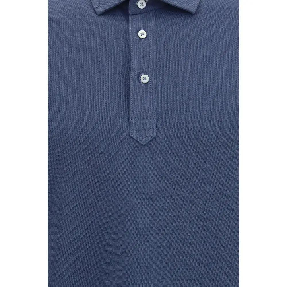 Brunello Cucinelli Blue Cotton Polo Shirt