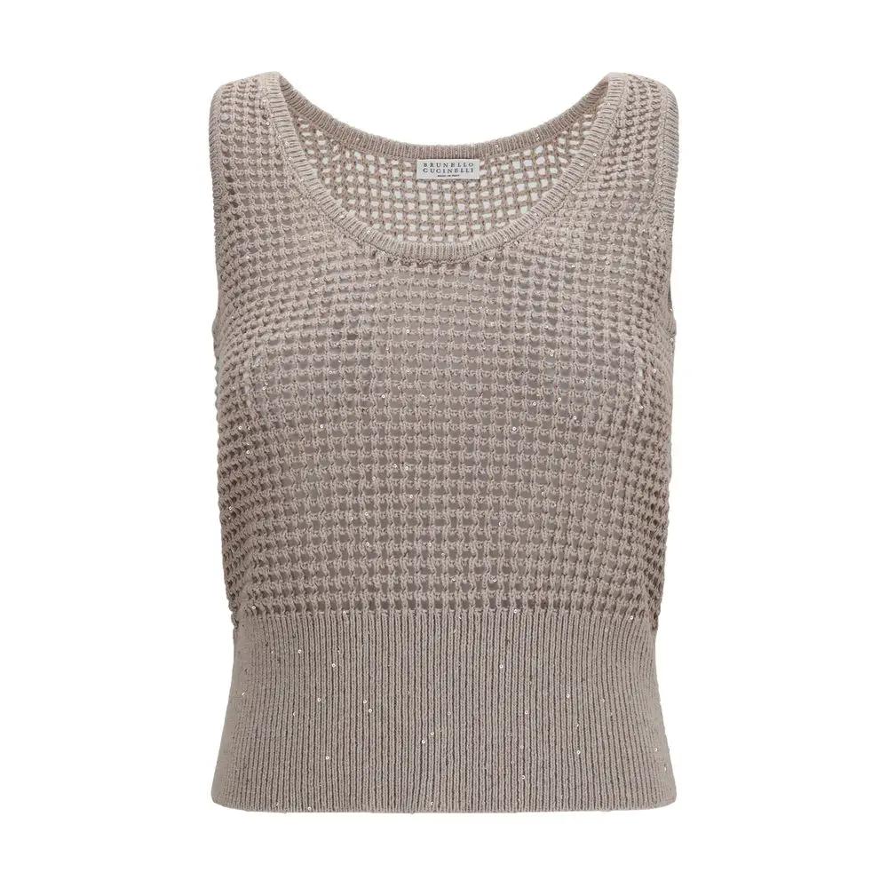 Débardeurs en Coton Beige Brunello Cucinelli