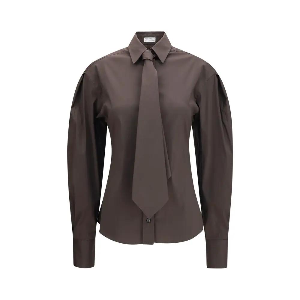 Brunello Cucinelli Brown Cotton Dress Shirt