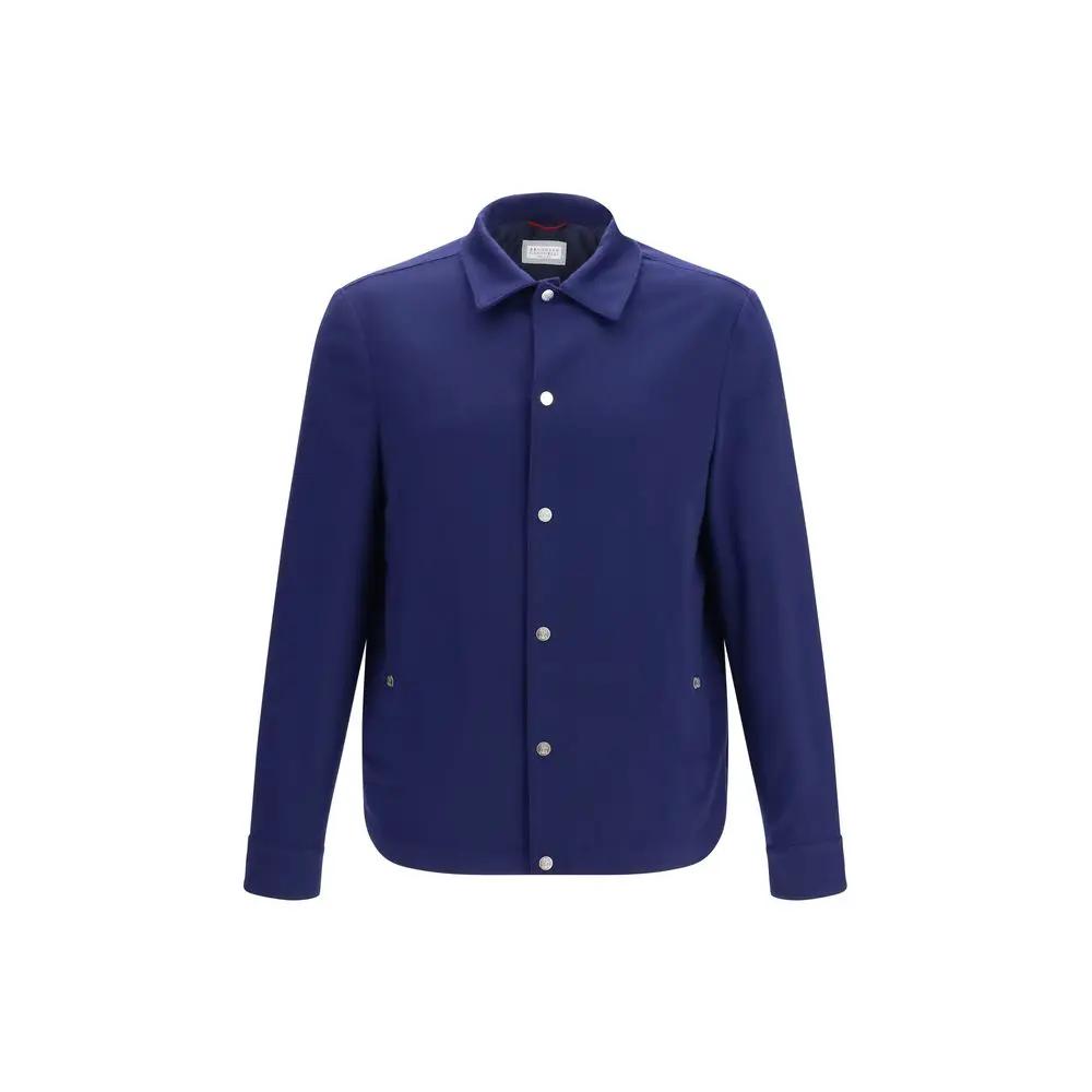 Brunello Cucinelli Blue Cashmere Full-Length Jacket