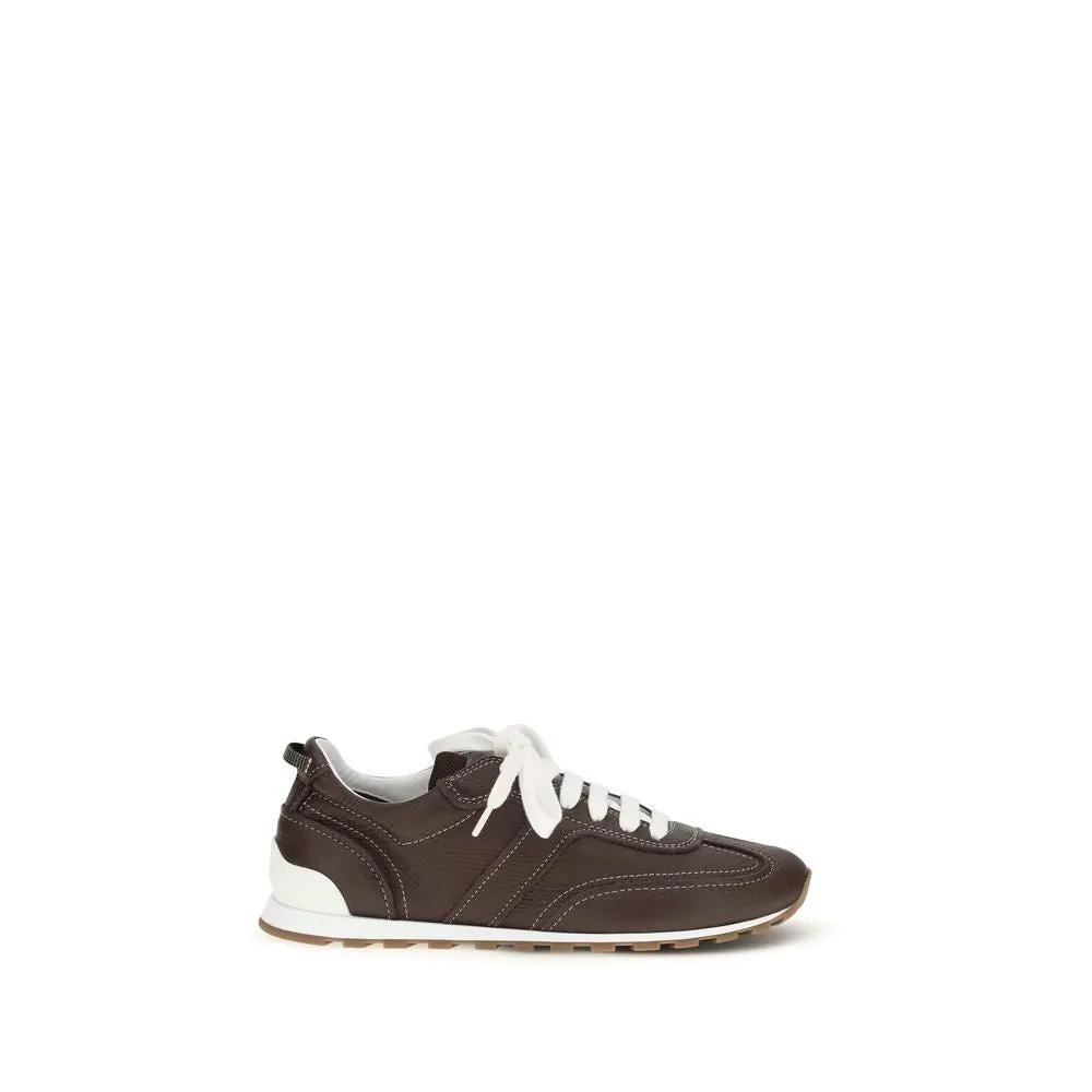Baskets de sport Brunello Cucinelli en cuir de veau marron Bos Taurus