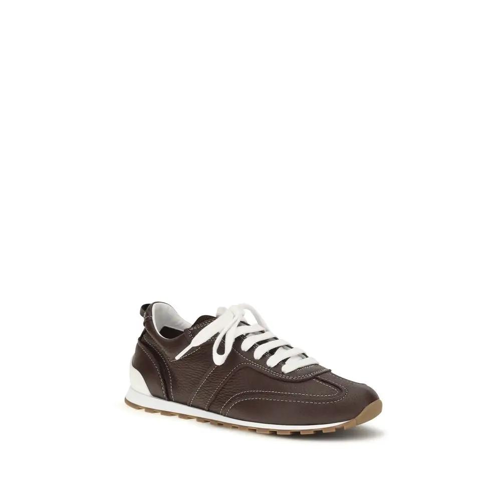 Baskets de sport Brunello Cucinelli en cuir de veau marron Bos Taurus