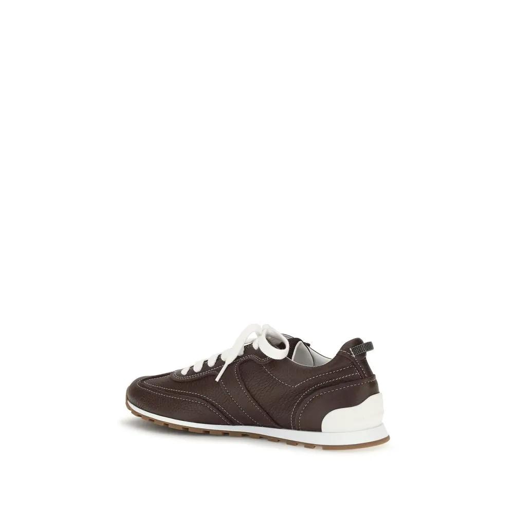 Baskets de sport Brunello Cucinelli en cuir de veau marron Bos Taurus