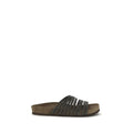 Sandales plates Bos Taurus en cuir de veau noir Brunello Cucinelli
