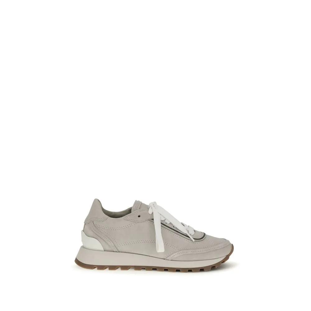 Baskets de sport Brunello Cucinelli Bos Taurus en cuir de veau gris