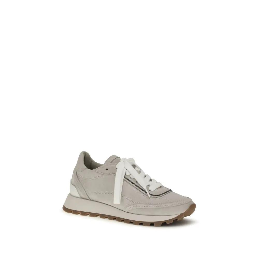 Baskets de sport Brunello Cucinelli Bos Taurus en cuir de veau gris