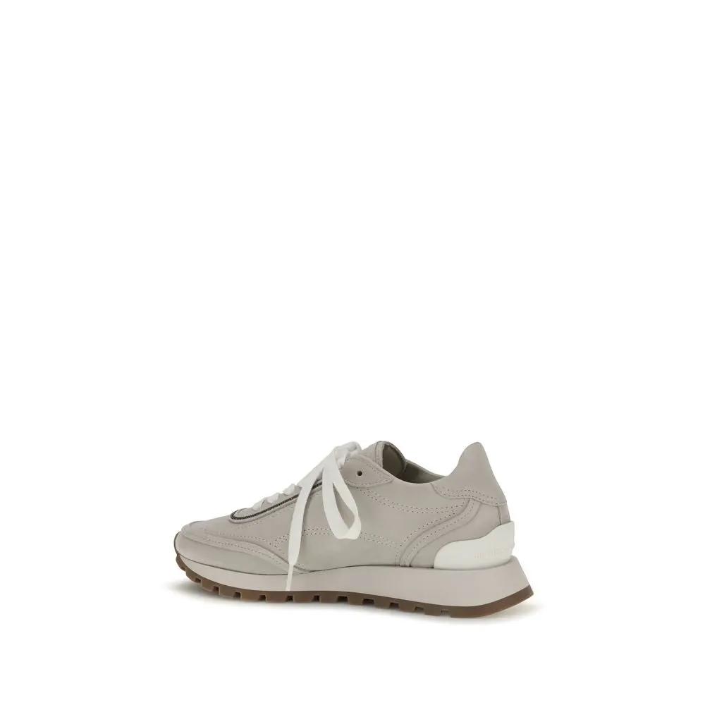 Baskets de sport Brunello Cucinelli Bos Taurus en cuir de veau gris