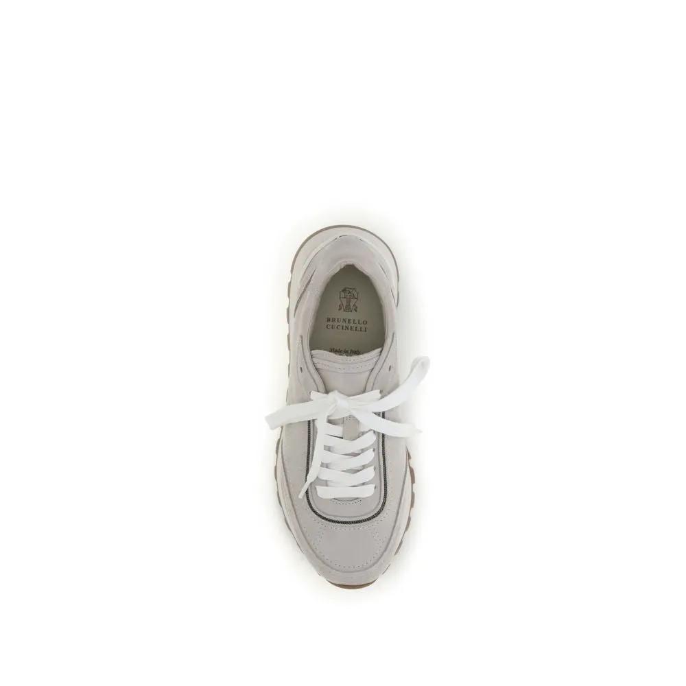 Baskets de sport Brunello Cucinelli Bos Taurus en cuir de veau gris