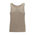 T-shirt sans manches Brunello Cucinelli en cachemire beige