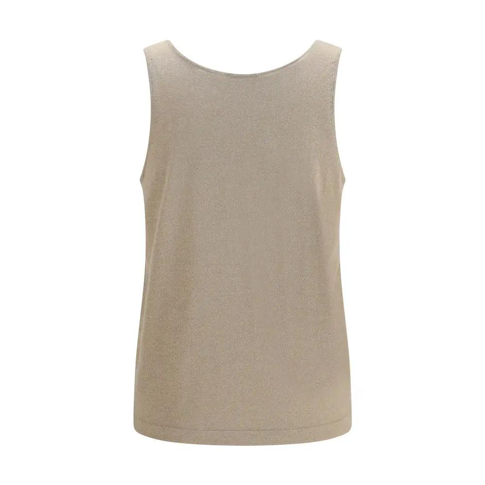 T-shirt sans manches Brunello Cucinelli en cachemire beige