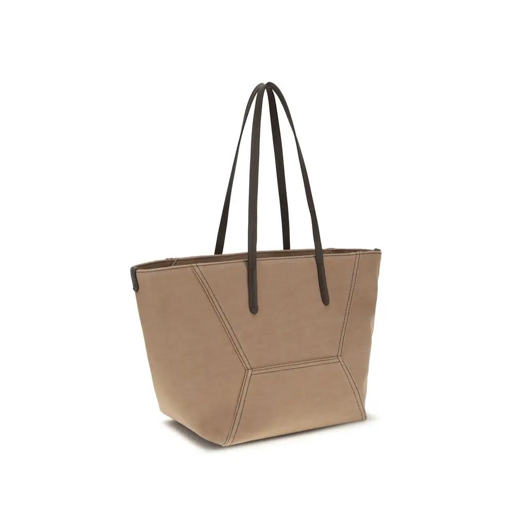 Sac à main Brunello Cucinelli en coton beige
