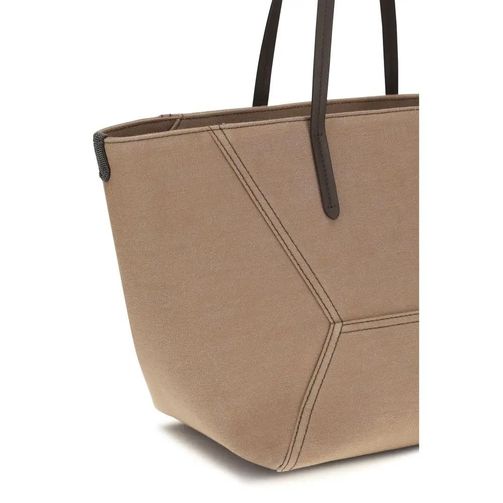 Sac à main Brunello Cucinelli en coton beige