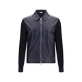 Brunello Cucinelli Blue Calf Leather Bos Taurus Leather Jacket
