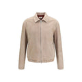 Brunello Cucinelli Bomber en cuir de veau beige Bos Taurus