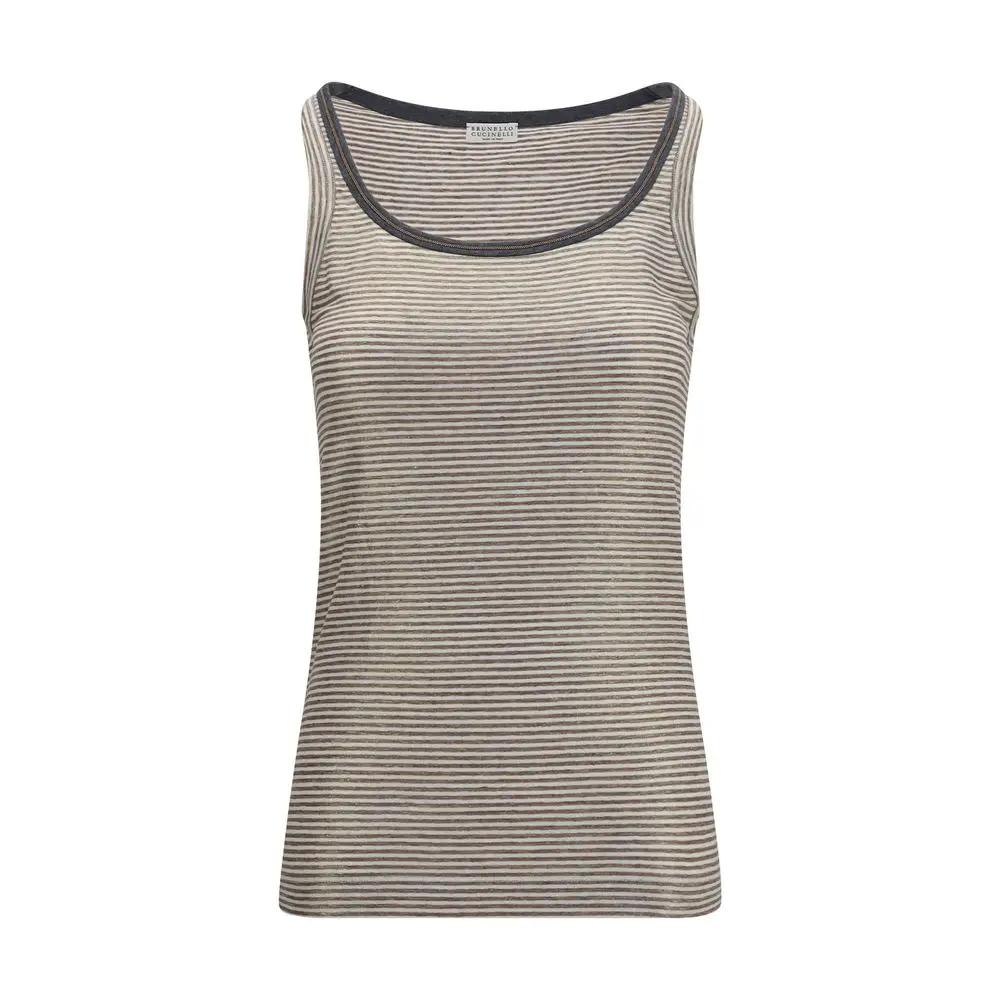 Brunello Cucinelli Débardeurs en Lin Beige