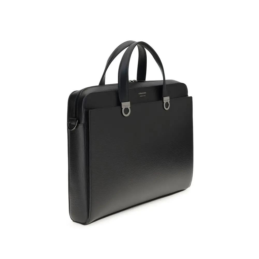 Porte-documents Ferragamo en cuir de veau noir Bos Taurus