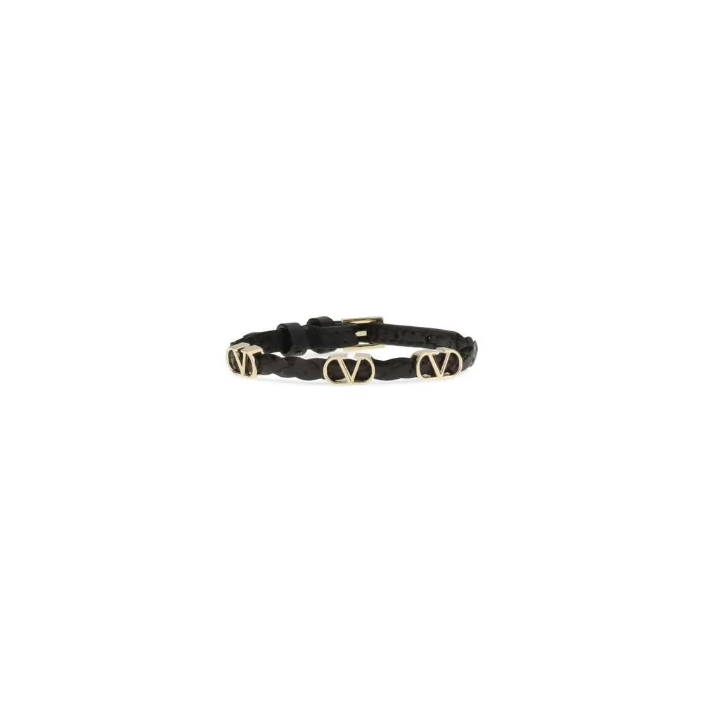 Bracelet Valentino Garavani Bos Taurus en cuir de veau noir