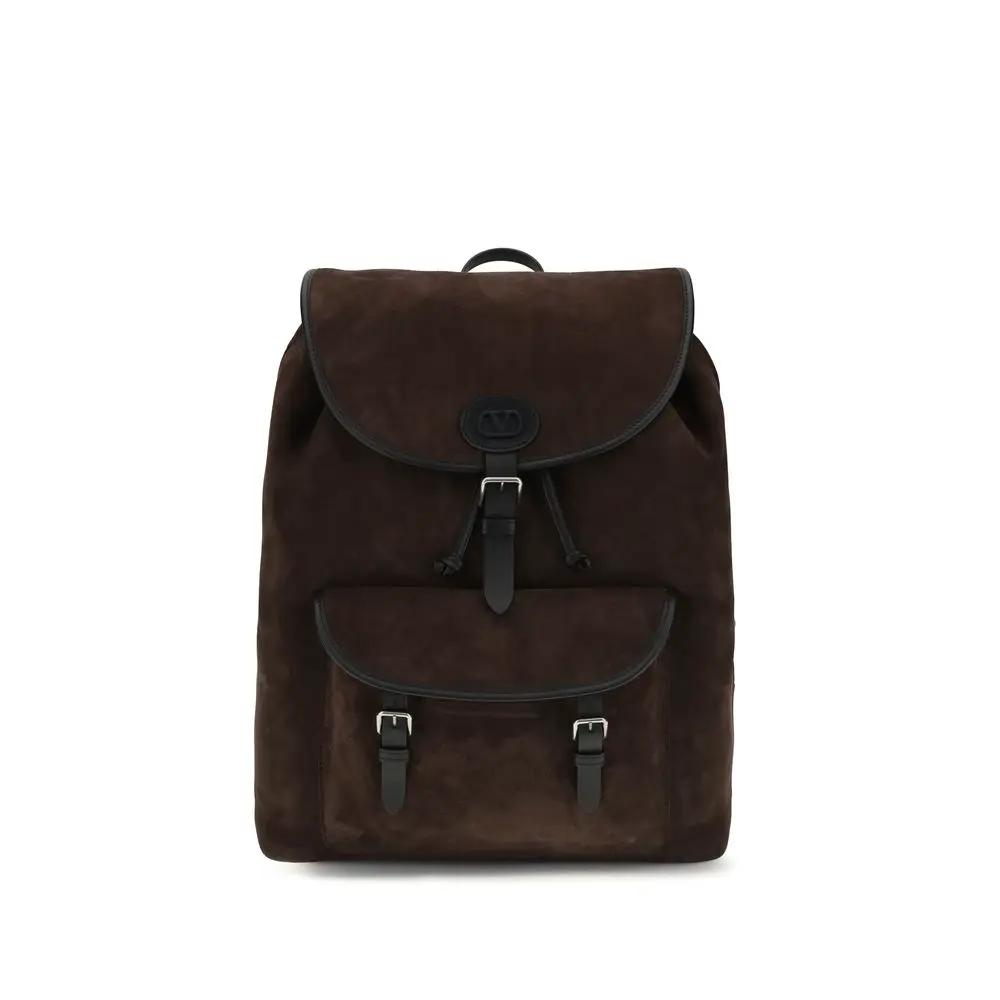Valentino Garavani Brown Calf Leather Bos Taurus Backpack
