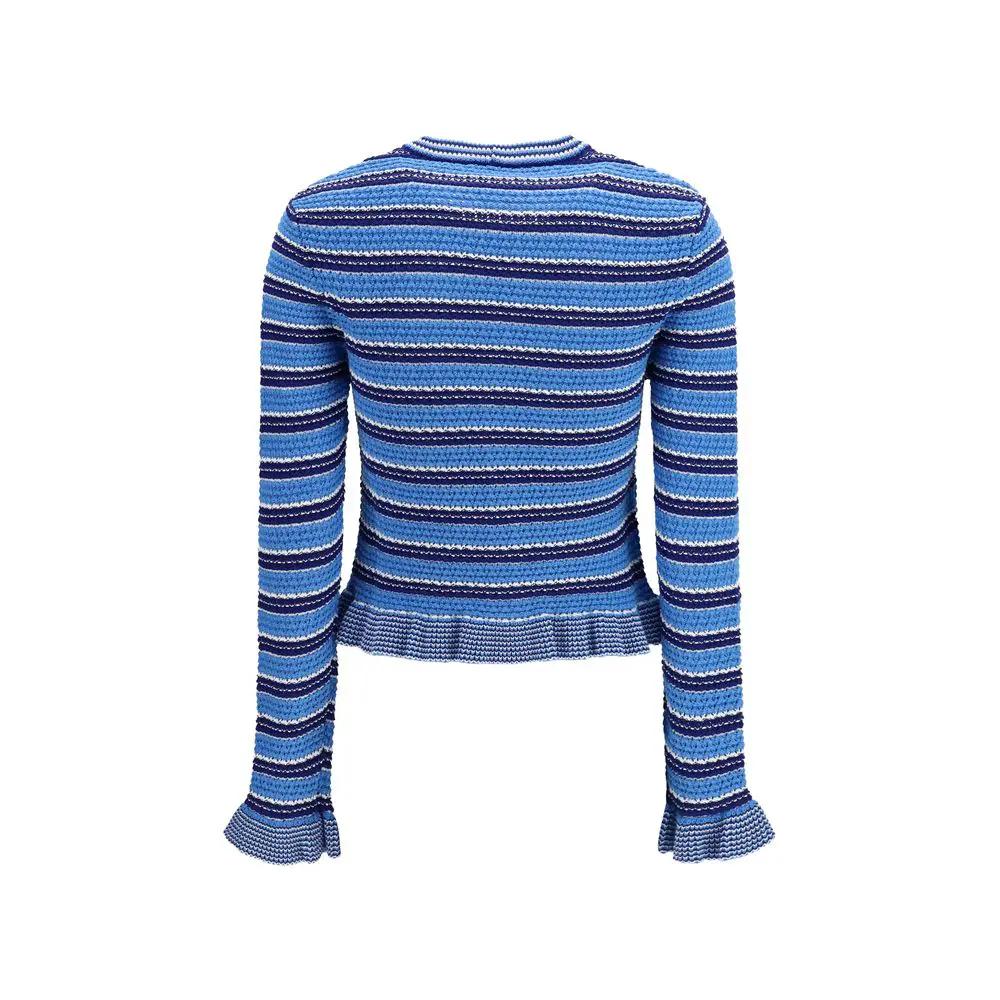 Cardigan en coton bleu Ganni