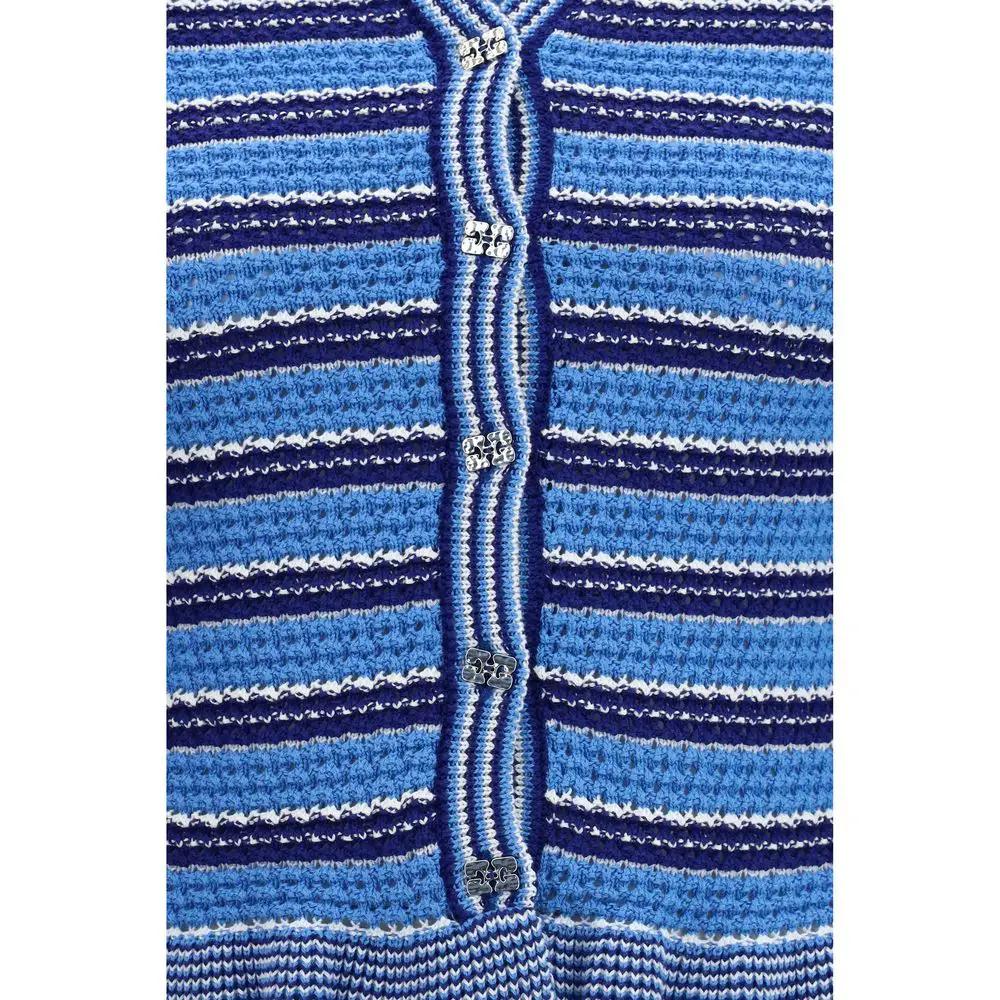 Cardigan en coton bleu Ganni
