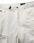 Jean droit en denim effet vieilli en coton blanc Dolce & Gabbana
