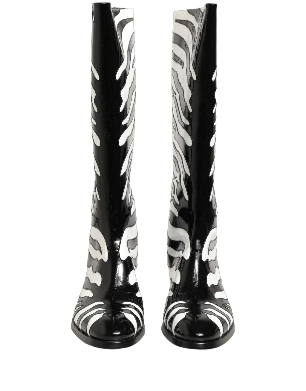 Bottes montantes homme Dolce & Gabbana noires et blanches à imprimé zèbre