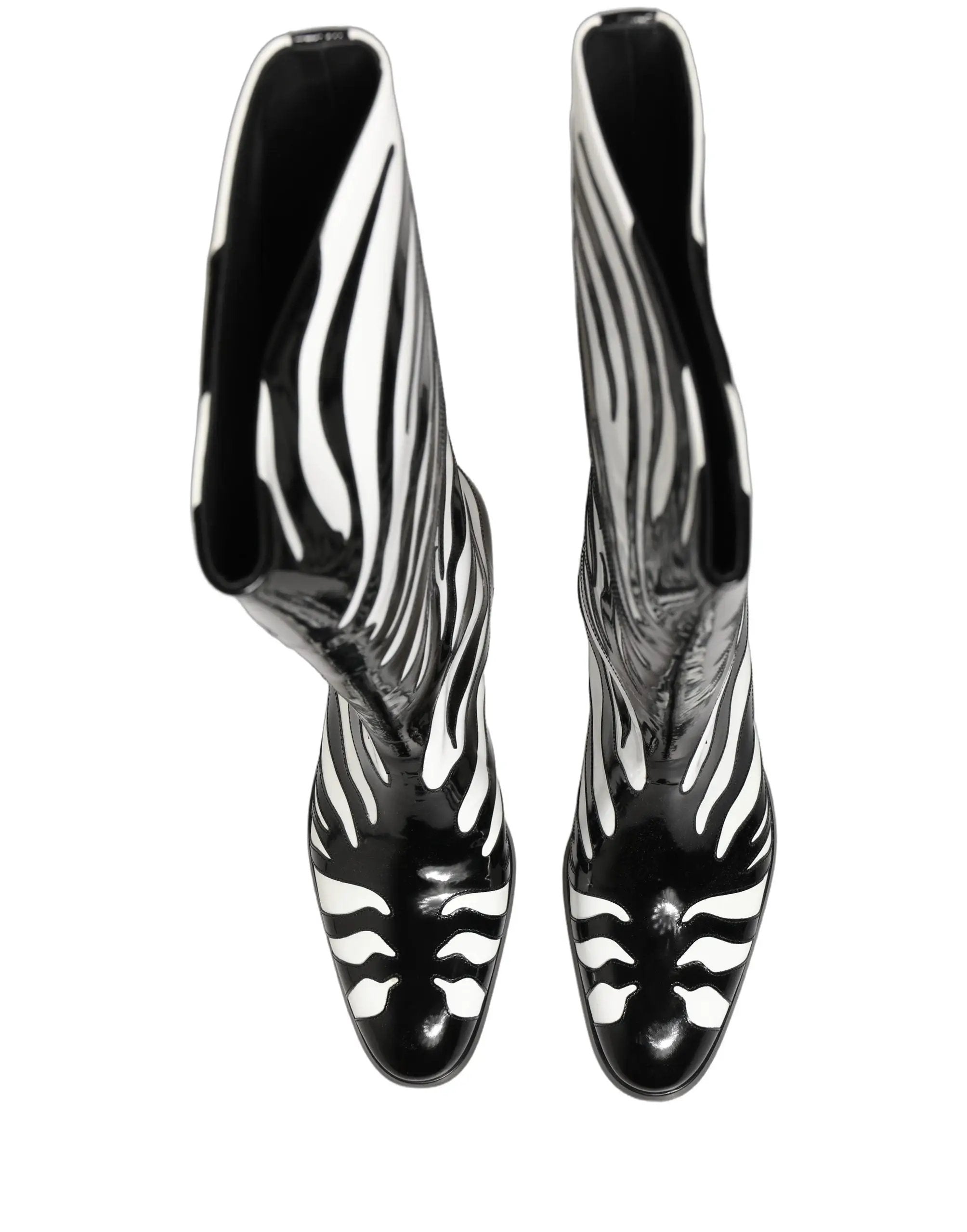 Bottes montantes homme Dolce & Gabbana noires et blanches à imprimé zèbre