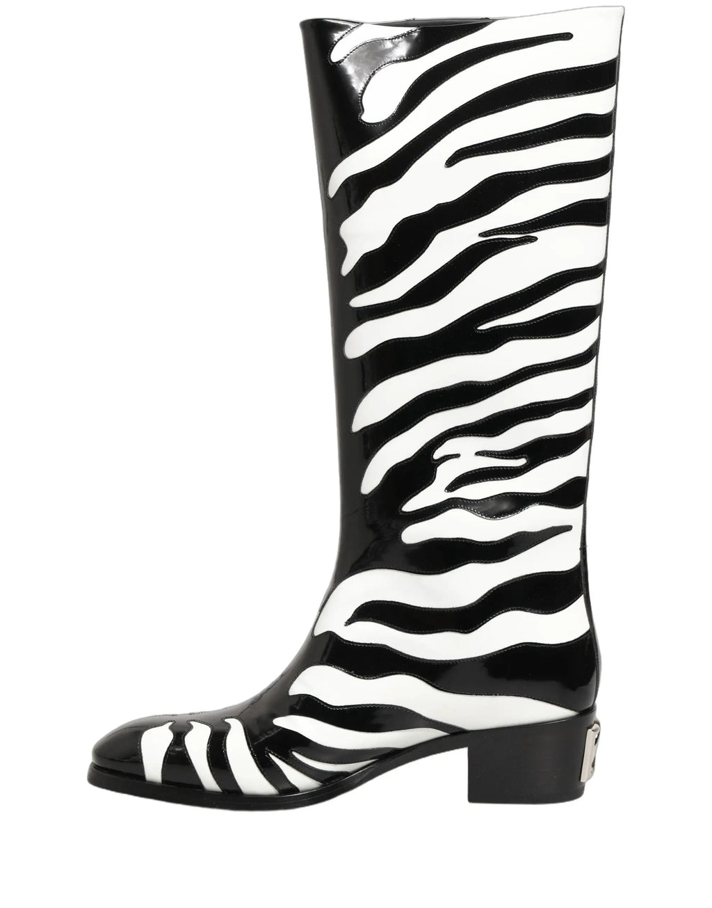 Bottes montantes homme Dolce & Gabbana noires et blanches à imprimé zèbre
