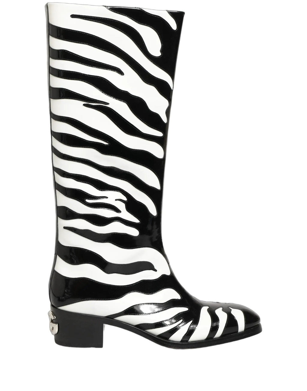 Bottes montantes homme Dolce & Gabbana noires et blanches à imprimé zèbre