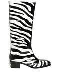 Bottes montantes homme Dolce & Gabbana noires et blanches à imprimé zèbre