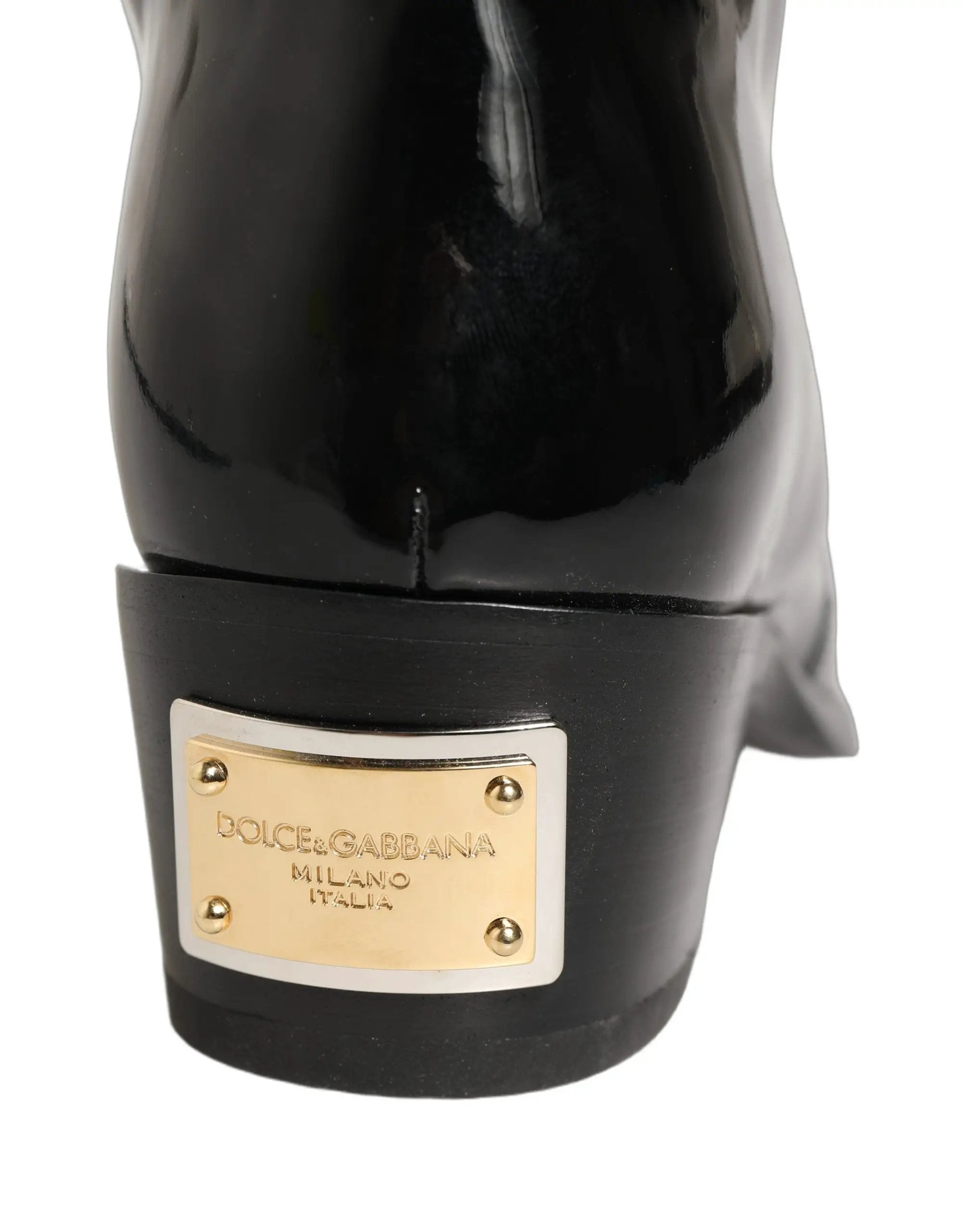 Bottes à talons hauts en cuir noir Dolce & Gabbana