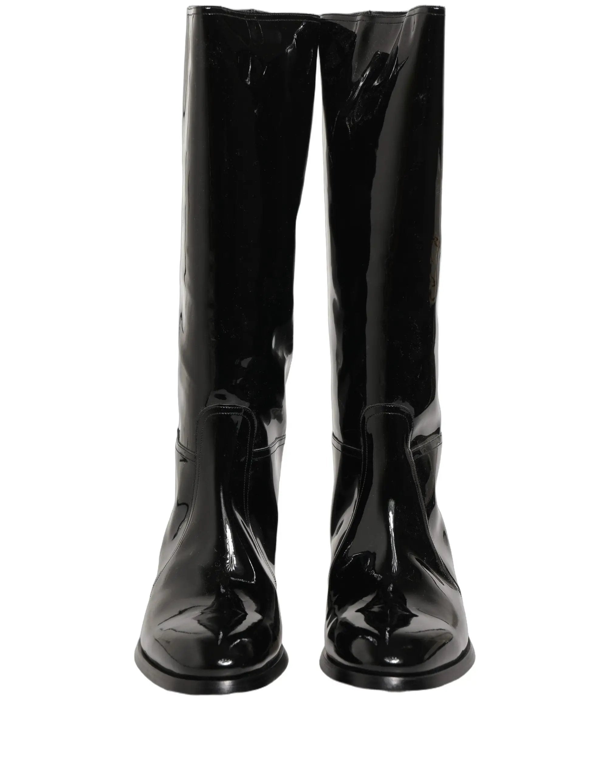 Bottes à talons hauts en cuir noir Dolce & Gabbana