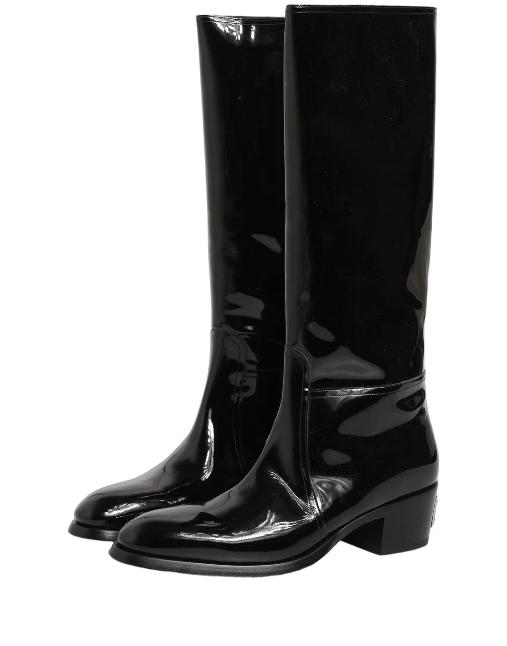 Bottes à talons hauts en cuir noir Dolce & Gabbana