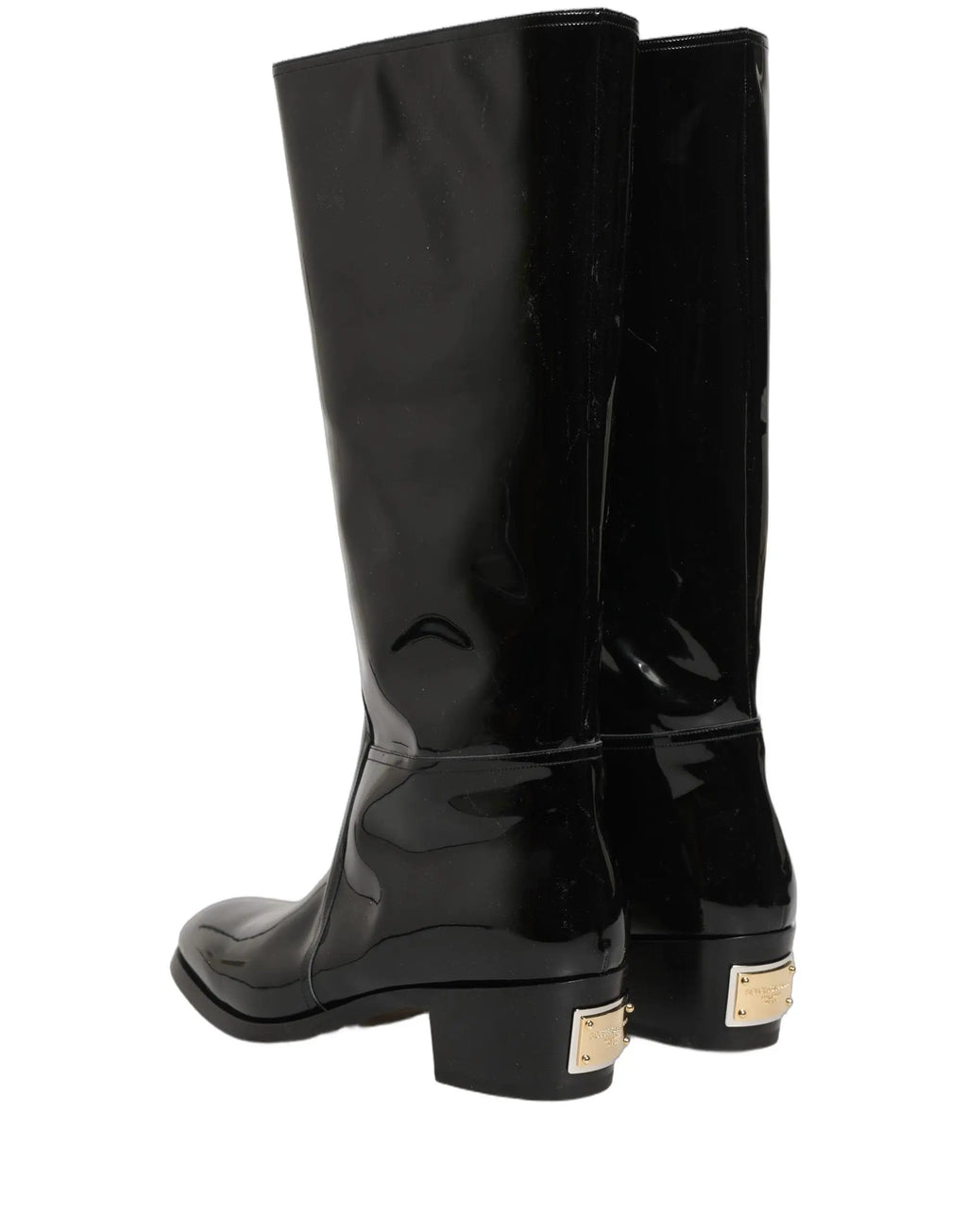 Bottes à talons hauts en cuir noir Dolce & Gabbana