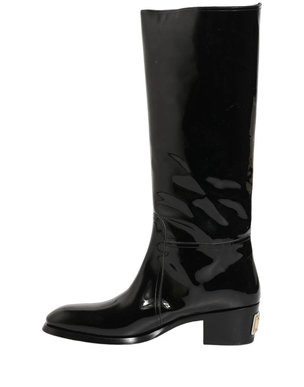 Bottes à talons hauts en cuir noir Dolce & Gabbana