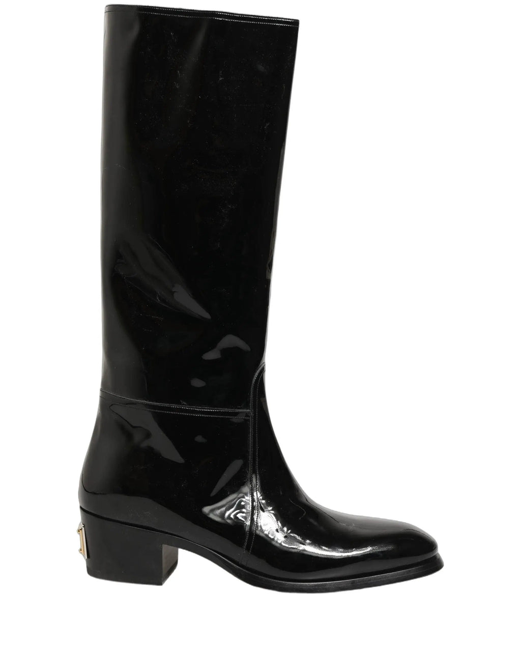 Bottes à talons hauts en cuir noir Dolce & Gabbana