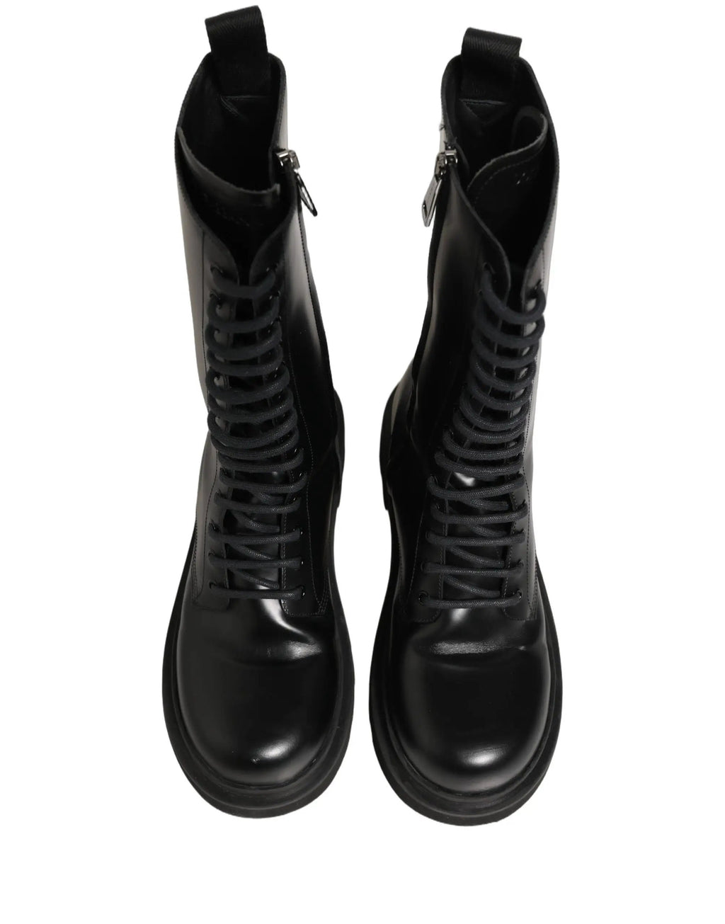Dolce & Gabbana Black Leather Lace Up Men Combat Boots Shoes